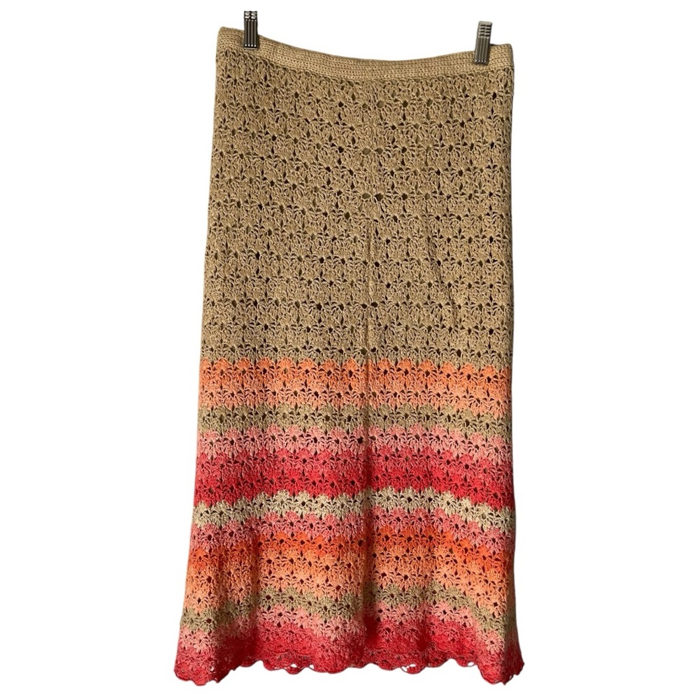 J.Jill Boho Hippie  Crochet Vintage MIDI Skirt size small petite